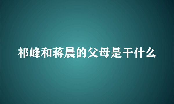 祁峰和蒋晨的父母是干什么