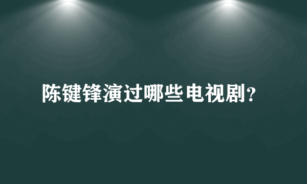 陈键锋演过哪些电视剧？