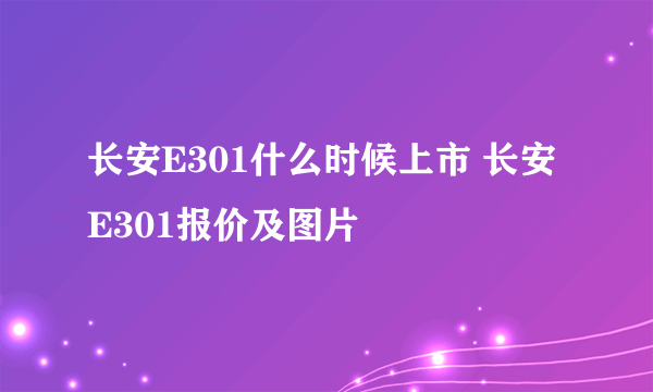 长安E301什么时候上市 长安E301报价及图片