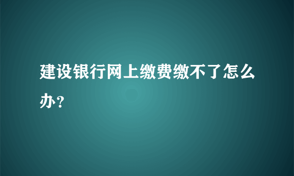 建设银行网上缴费缴不了怎么办？