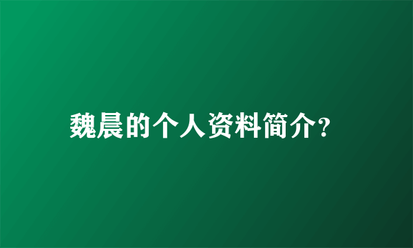 魏晨的个人资料简介？