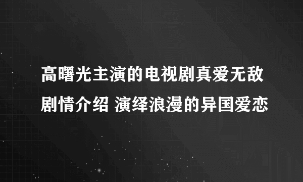 高曙光主演的电视剧真爱无敌剧情介绍 演绎浪漫的异国爱恋