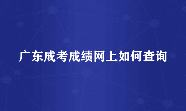 广东成考成绩网上如何查询