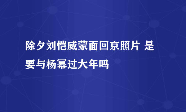 除夕刘恺威蒙面回京照片 是要与杨幂过大年吗