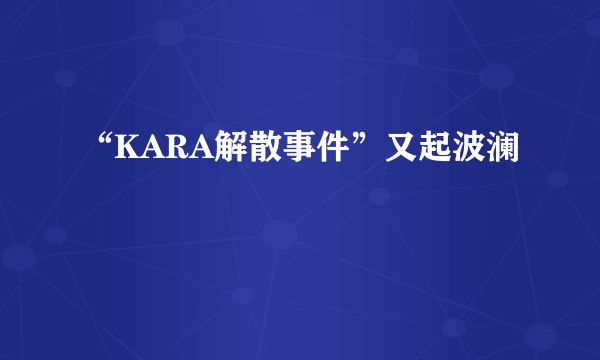 “KARA解散事件”又起波澜