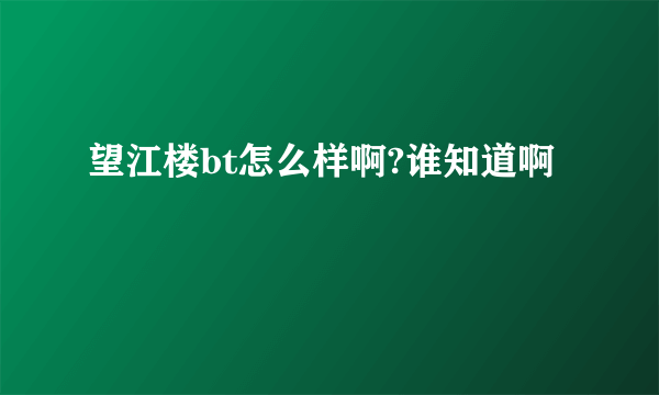 望江楼bt怎么样啊?谁知道啊