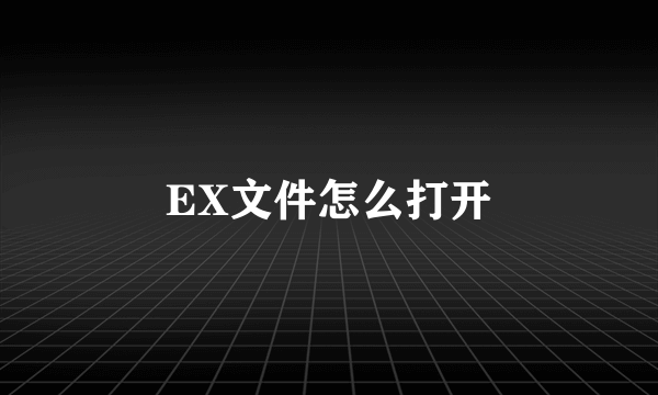 EX文件怎么打开