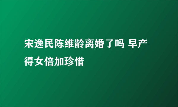 宋逸民陈维龄离婚了吗 早产得女倍加珍惜