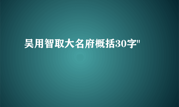 吴用智取大名府概括30字