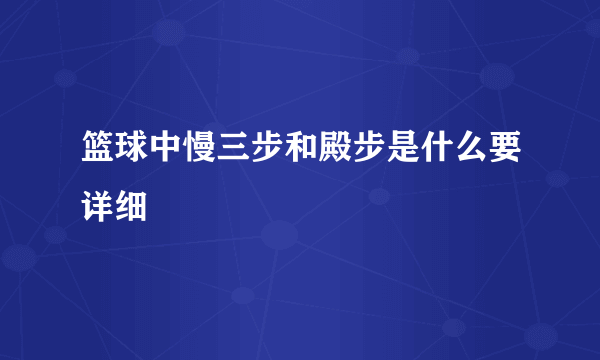 篮球中慢三步和殿步是什么要详细