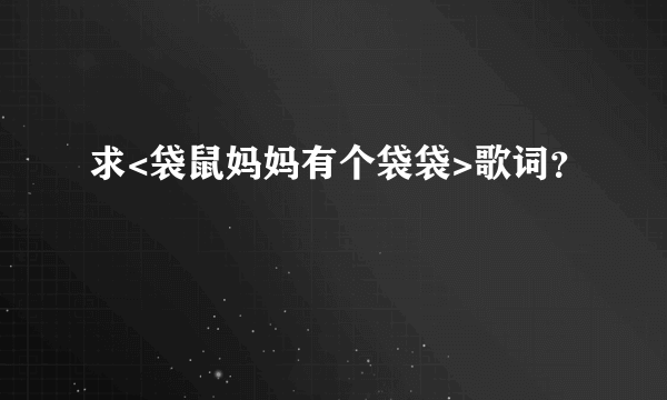 求<袋鼠妈妈有个袋袋>歌词？