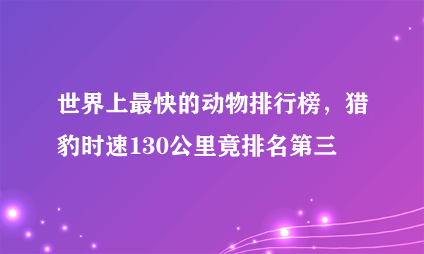 世界上最快的动物排行榜，猎豹时速130公里竟排名第三