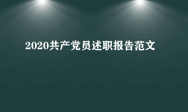 2020共产党员述职报告范文