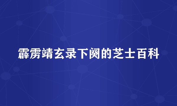 霹雳靖玄录下阕的芝士百科