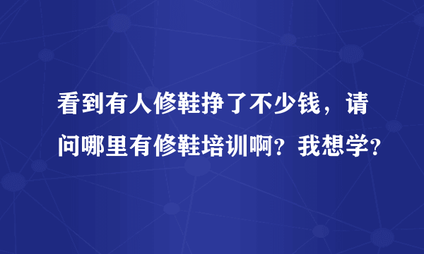 看到有人修鞋挣了不少钱，请问哪里有修鞋培训啊？我想学？