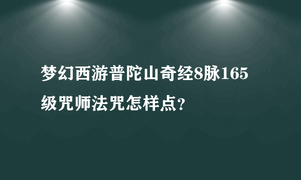 梦幻西游普陀山奇经8脉165级咒师法咒怎样点？