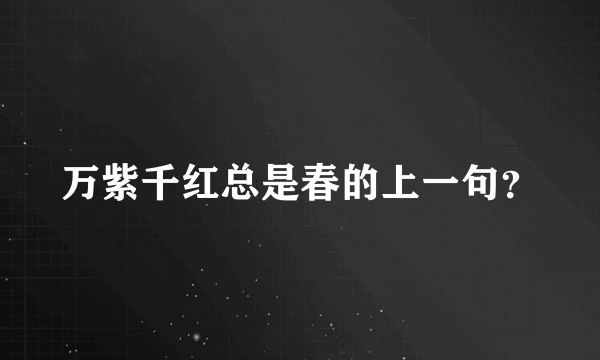 万紫千红总是春的上一句？