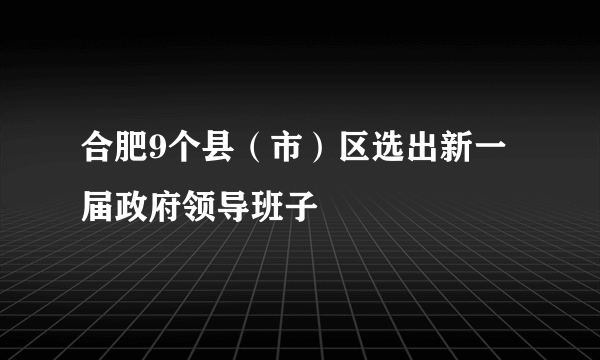 合肥9个县（市）区选出新一届政府领导班子