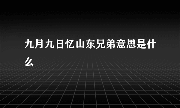 九月九日忆山东兄弟意思是什么