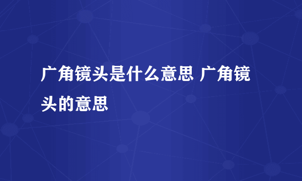 广角镜头是什么意思 广角镜头的意思