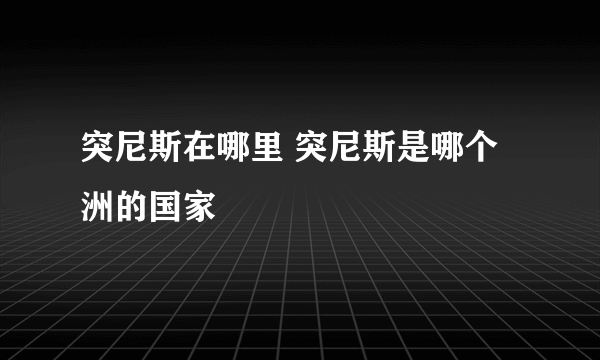 突尼斯在哪里 突尼斯是哪个洲的国家