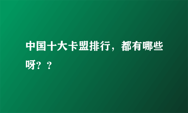 中国十大卡盟排行，都有哪些呀？？