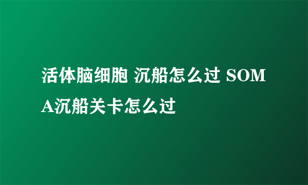 活体脑细胞 沉船怎么过 SOMA沉船关卡怎么过