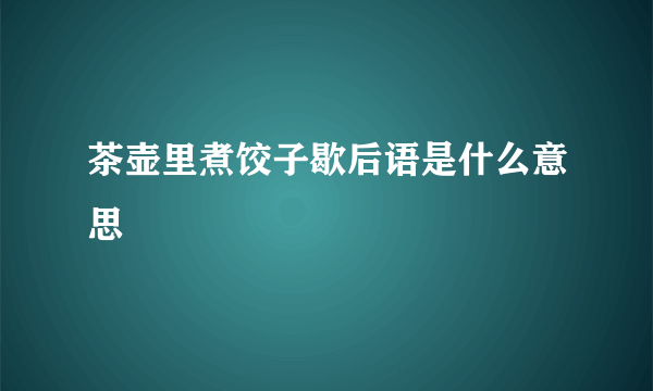 茶壶里煮饺子歇后语是什么意思