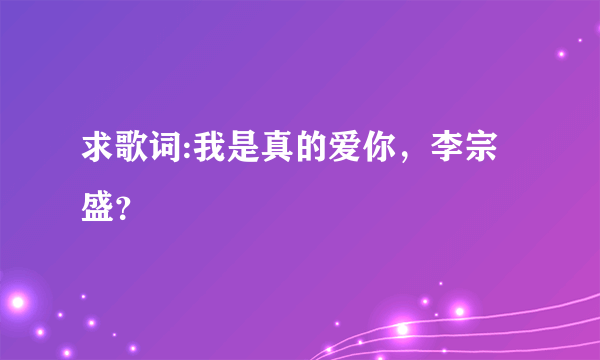 求歌词:我是真的爱你，李宗盛？