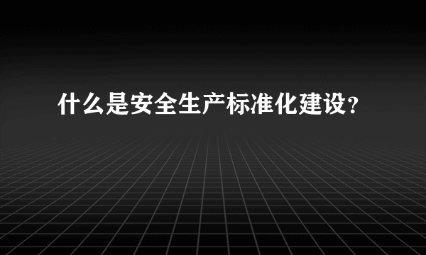 什么是安全生产标准化建设？