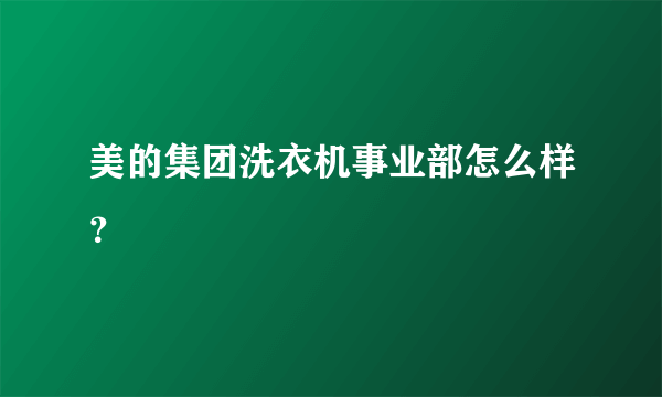 美的集团洗衣机事业部怎么样？