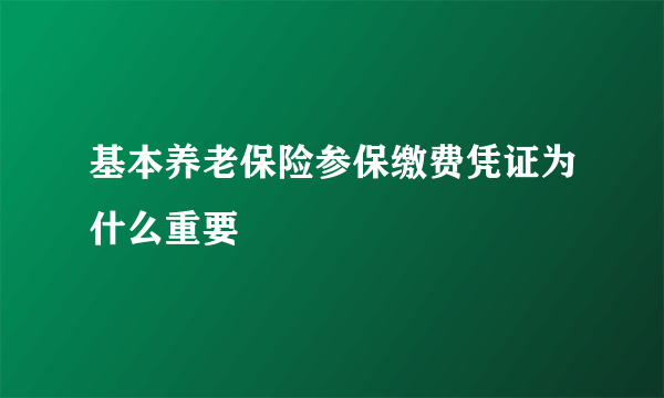 基本养老保险参保缴费凭证为什么重要