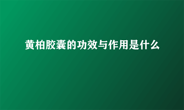 黄柏胶囊的功效与作用是什么