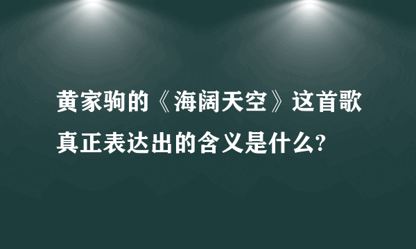 黄家驹的《海阔天空》这首歌真正表达出的含义是什么?