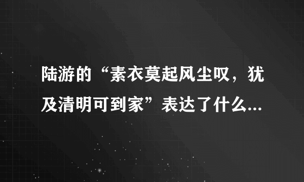 陆游的“素衣莫起风尘叹，犹及清明可到家”表达了什么样的情感？