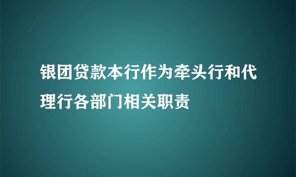 银团贷款本行作为牵头行和代理行各部门相关职责