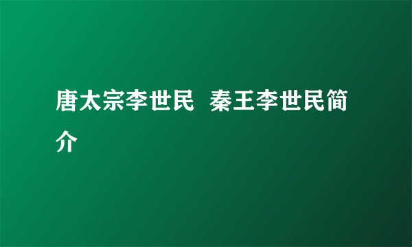 唐太宗李世民  秦王李世民简介