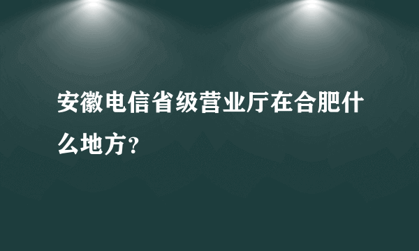 安徽电信省级营业厅在合肥什么地方？