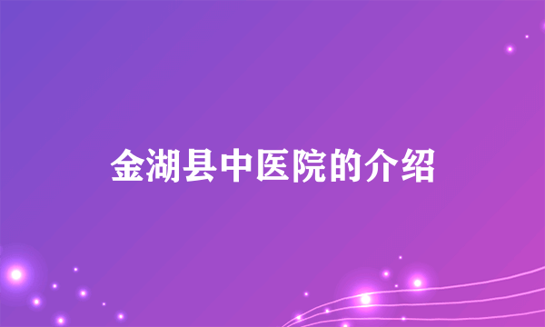 金湖县中医院的介绍