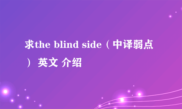 求the blind side（中译弱点） 英文 介绍