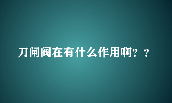 刀闸阀在有什么作用啊？？