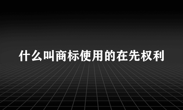 什么叫商标使用的在先权利