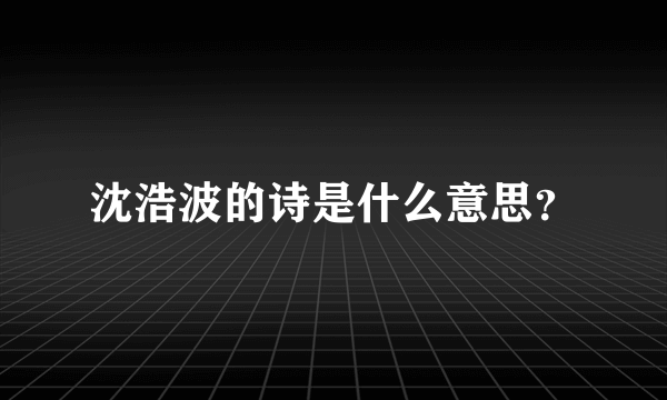 沈浩波的诗是什么意思？