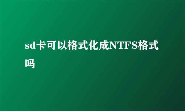 sd卡可以格式化成NTFS格式吗