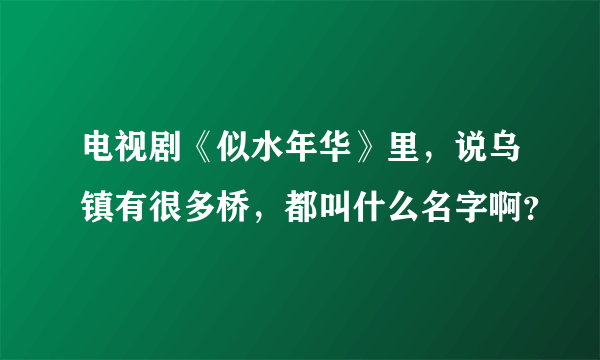 电视剧《似水年华》里，说乌镇有很多桥，都叫什么名字啊？