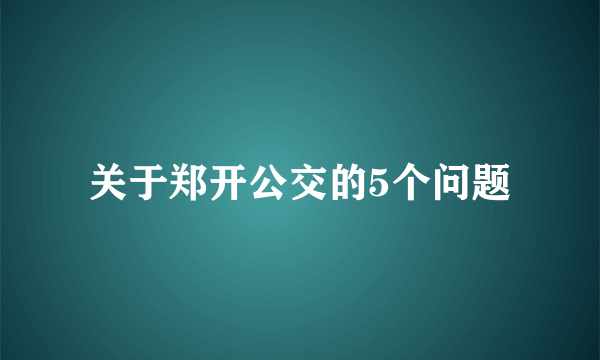 关于郑开公交的5个问题