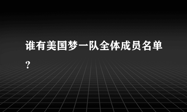 谁有美国梦一队全体成员名单？