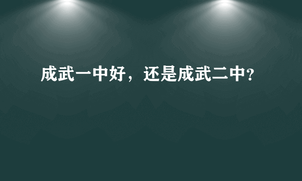 成武一中好，还是成武二中？