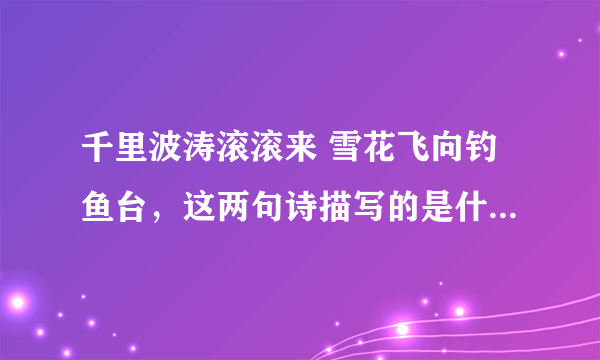 千里波涛滚滚来 雪花飞向钓鱼台，这两句诗描写的是什么的景观？