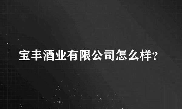 宝丰酒业有限公司怎么样？